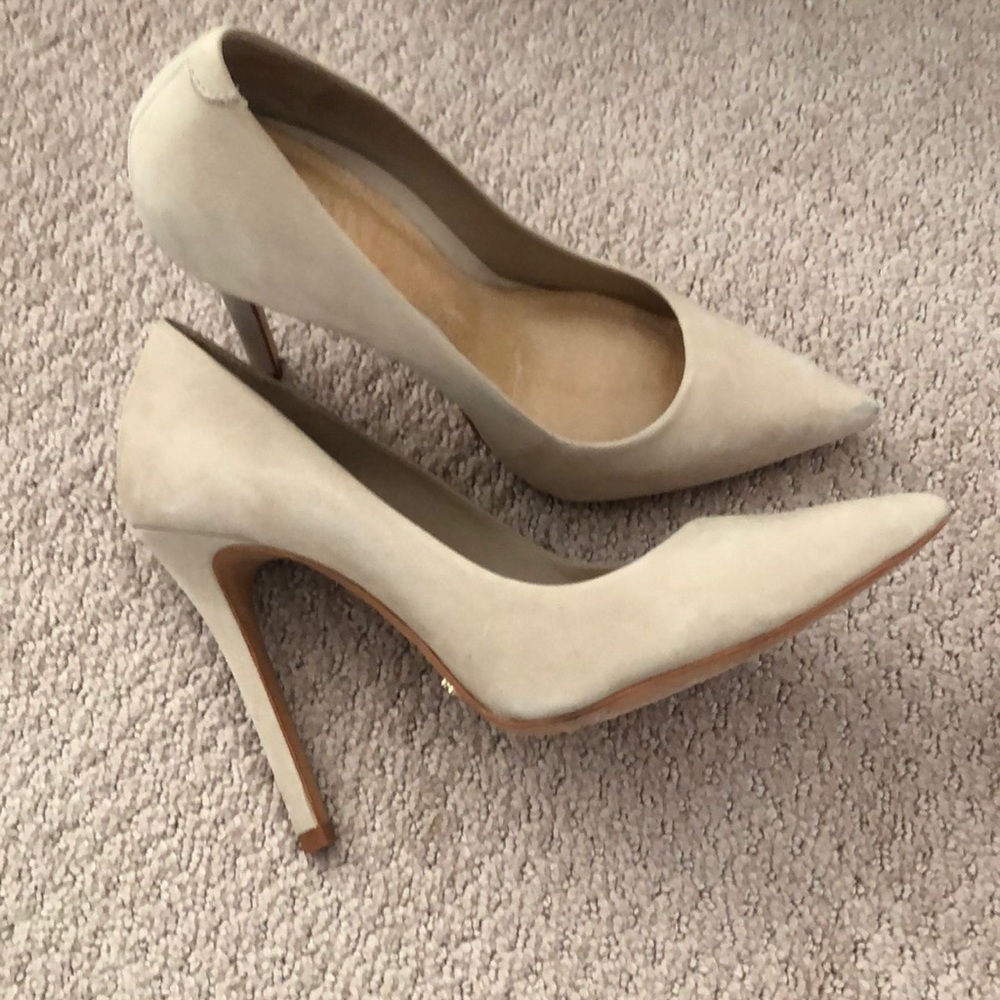 Nude suede Schutz heels